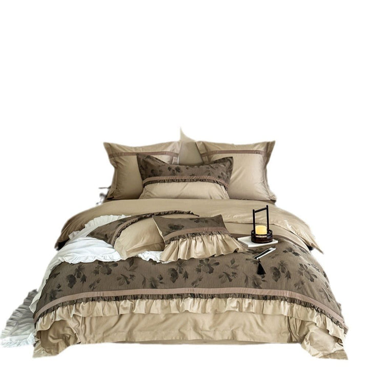 Classic cotton bedding set with floral embossing
