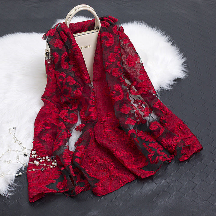 Stornfield | Silk scarf with cut flowers hollow motif