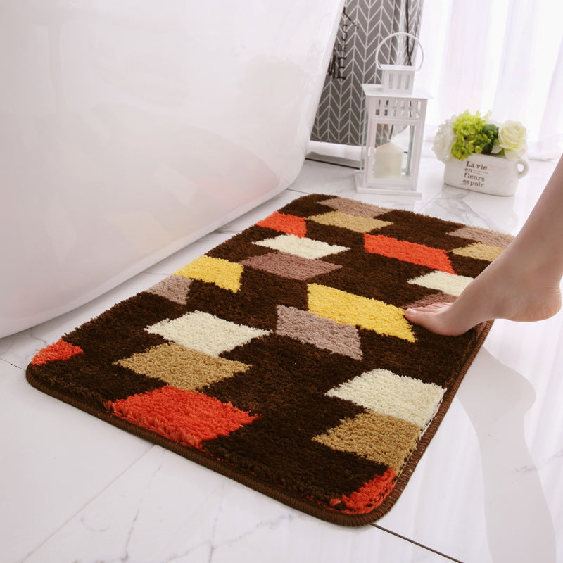 Plush Geometric Pattern Bath Mat