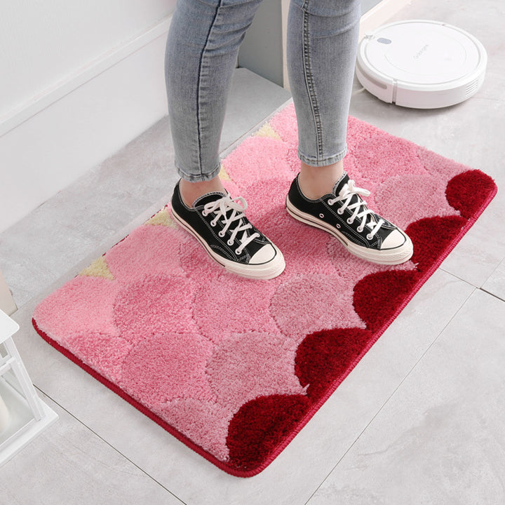 Plush Geometric Pattern Bath Mat