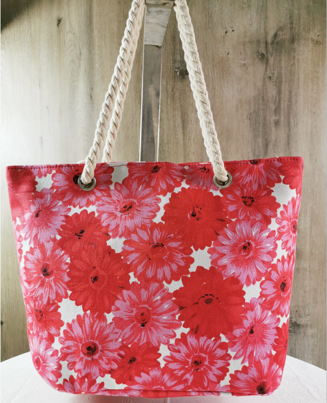 Large and Colorful Beach Bag with Floral Pattern Stornfield