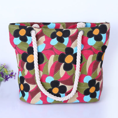 Large and Colorful Beach Bag with Floral Pattern Stornfield