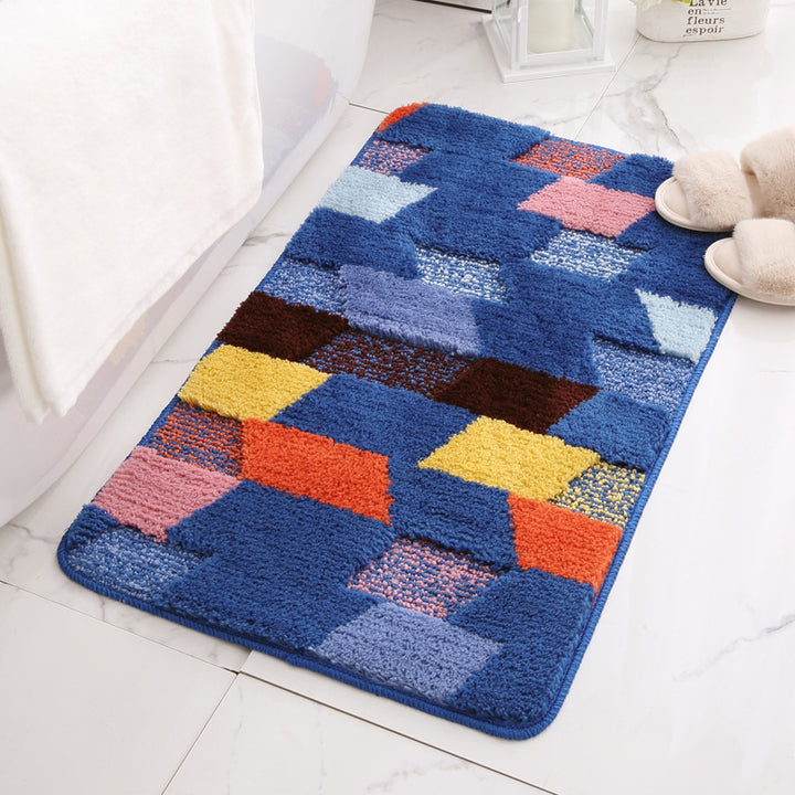 Plush Geometric Pattern Bath Mat