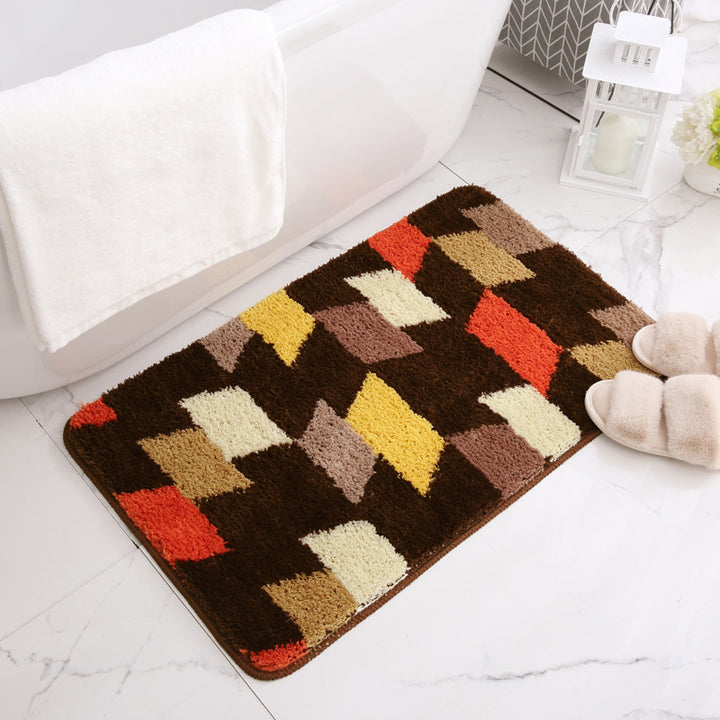 Plush Geometric Pattern Bath Mat