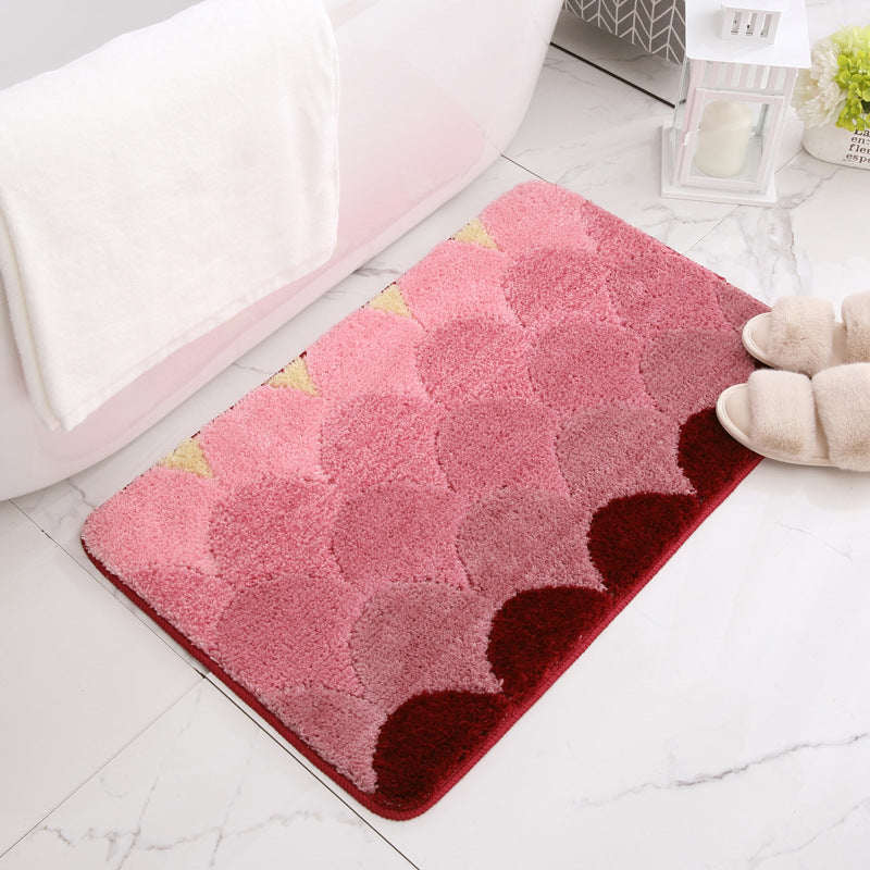 Plush Geometric Pattern Bath Mat