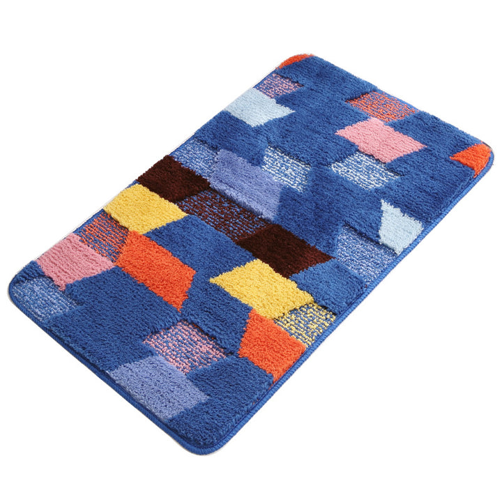 Plush Geometric Pattern Bath Mat