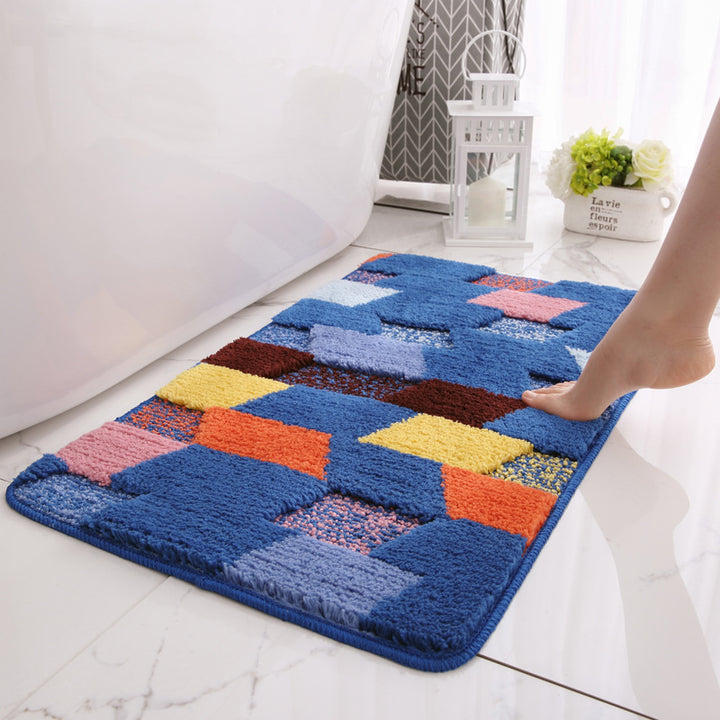 Plush Geometric Pattern Bath Mat