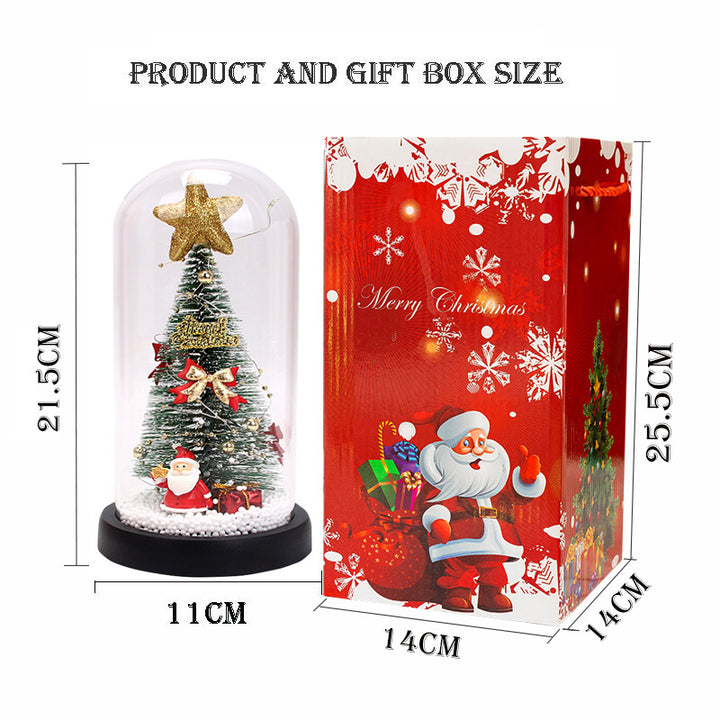 LED Christmas tree in glass dome with lighting