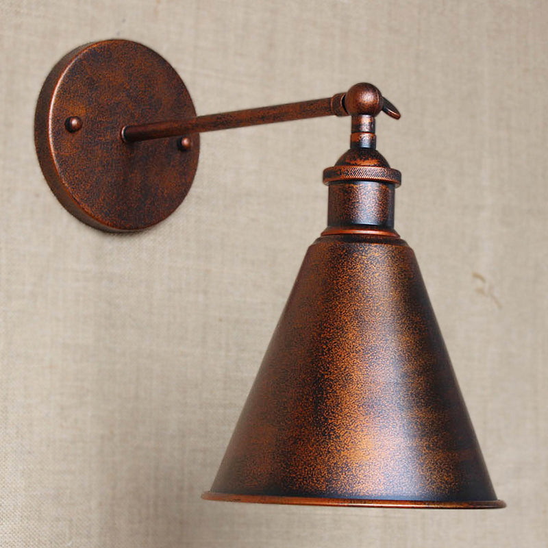 Stornfield | Black/Rust 1-Head Cone Adjustable Wrought Iron Wall Sconce Outdoor Wall Light