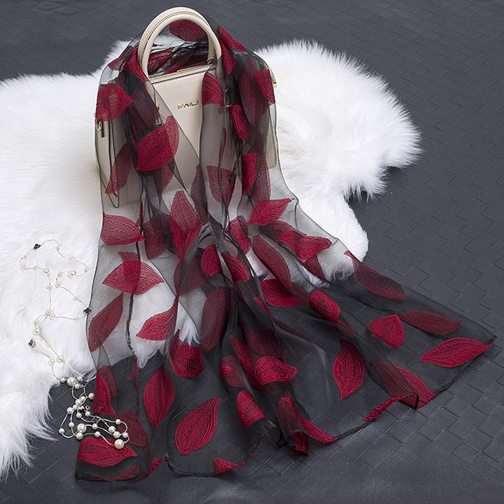 Stornfield | Silk scarf with cut flowers hollow motif