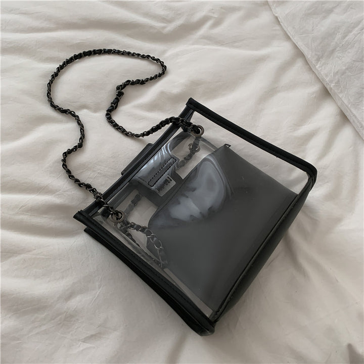 Transparent PVC Tote Bag with Chain Handles