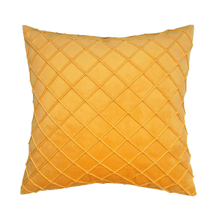 Quilted Diamond Velvet Throw Pillow Cover with Hidden Zipper and Plush Insert Support