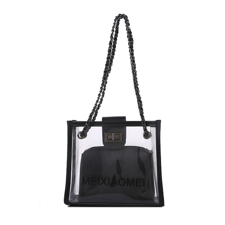 Transparent PVC Tote Bag with Chain Handles