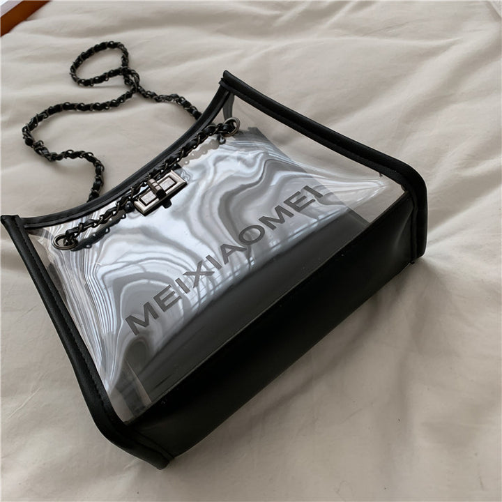 Transparent PVC Tote Bag with Chain Handles