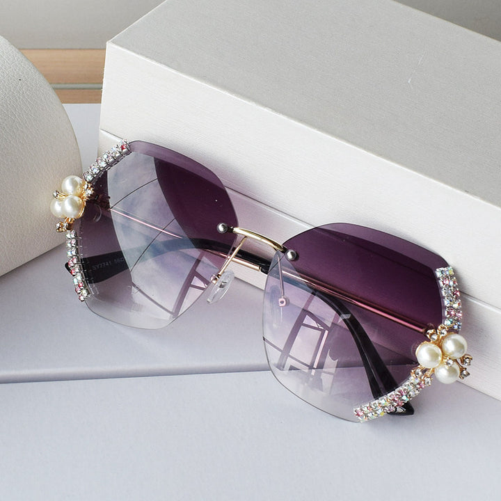 Women extravagant oversized sunglasses with pearl embellishments Stornfield