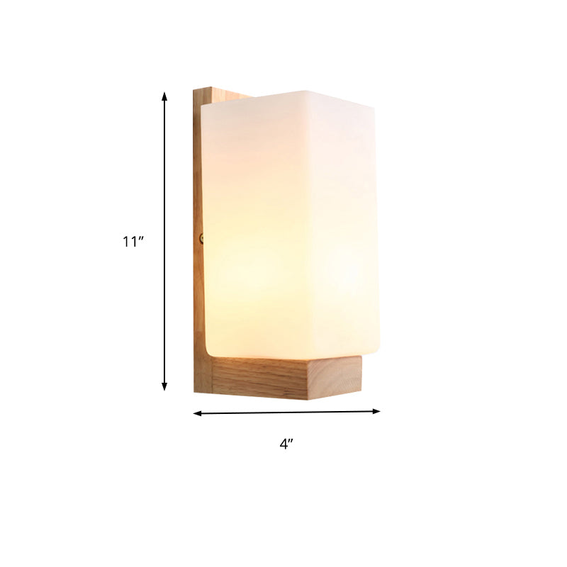 Japanese Stylish Cuboid Wall Sconce One Light Frosted Glass Wall Lighting in White for Office Hotel | Stornfield