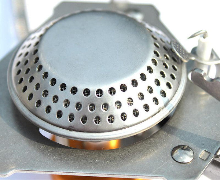 compact foldable backpacking gas stove with braided fuel hose and protective case Stornfield