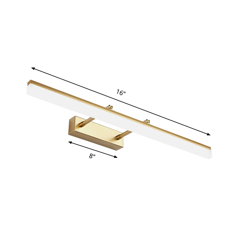 16"/19.5" W Rectangular Wall Sconce Lighting Modernist Style Acrylic LED Bathroom Vanity Light in Gold, Warm/White Light | Stornfield