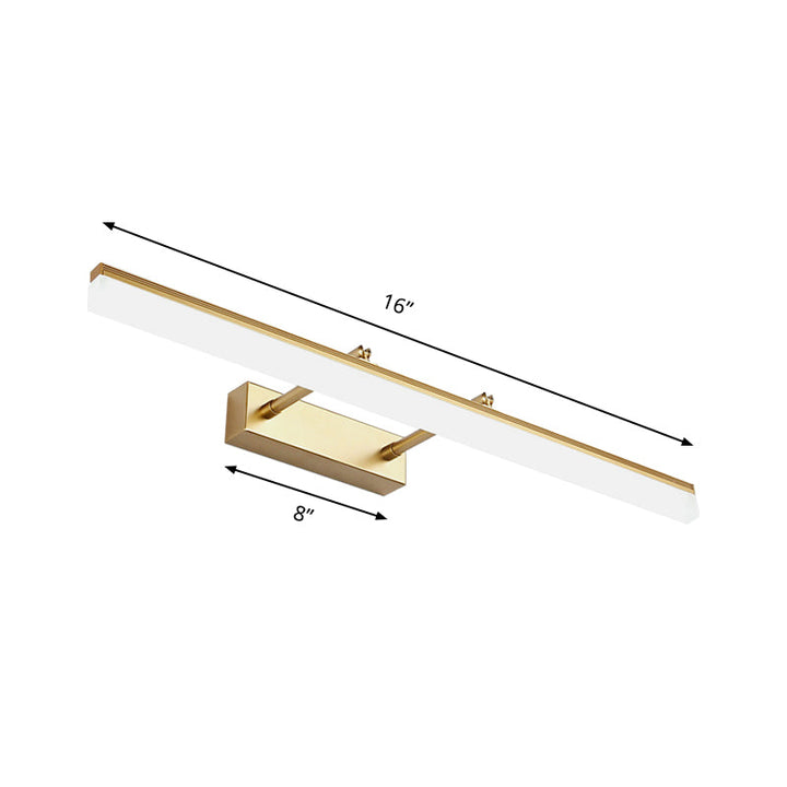 16"/19.5" W Rectangular Wall Sconce Lighting Modernist Style Acrylic LED Bathroom Vanity Light in Gold, Warm/White Light | Stornfield
