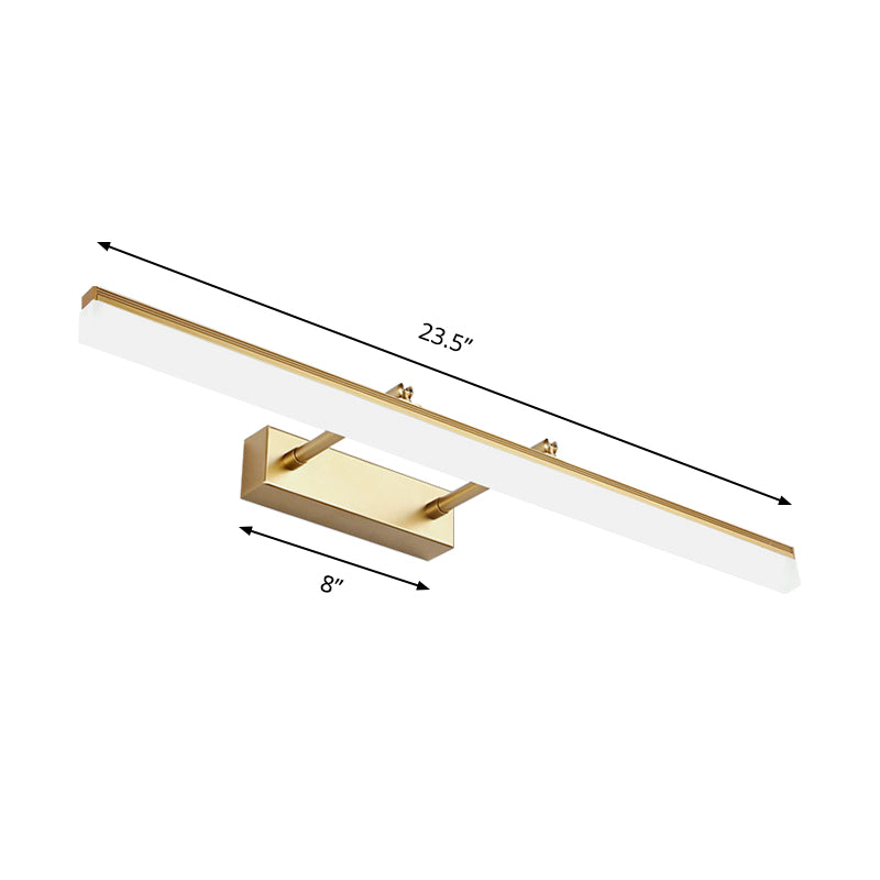 16"/19.5" W Rectangular Wall Sconce Lighting Modernist Style Acrylic LED Bathroom Vanity Light in Gold, Warm/White Light | Stornfield