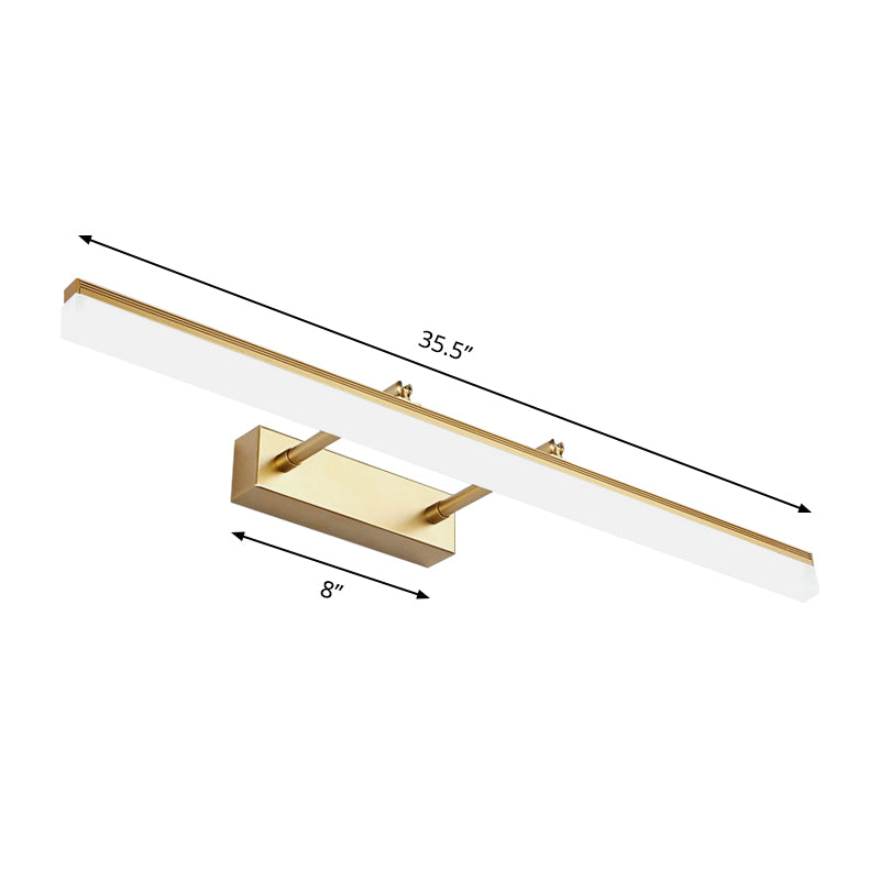 16"/19.5" W Rectangular Wall Sconce Lighting Modernist Style Acrylic LED Bathroom Vanity Light in Gold, Warm/White Light | Stornfield