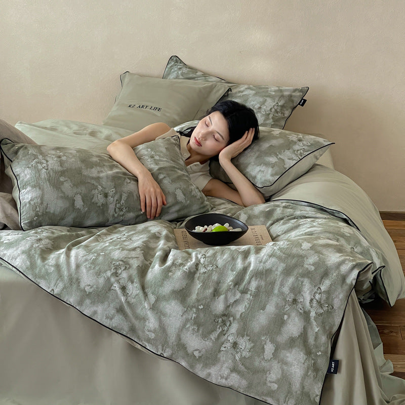 Cotton bedding set, 4-piece, with jacquard weaving