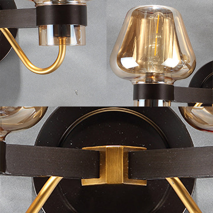 Stornfield | 2-Light Wall Sconce with Mushroom Smoked Glass Shade Modern Wall Light for Bedroom