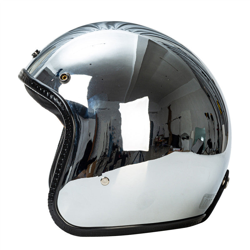 Retro Chrome Motorcycle Helmet Stornfield
