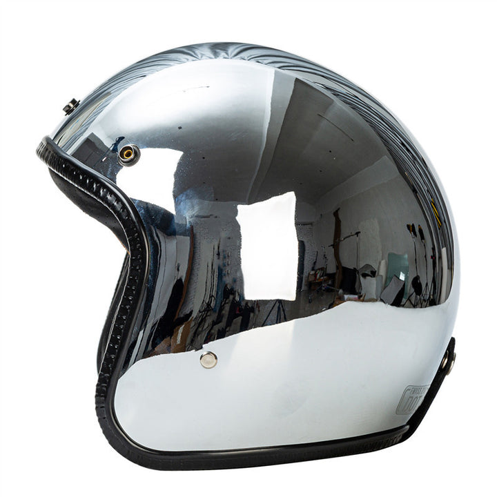 Retro Chrome Motorcycle Helmet Stornfield