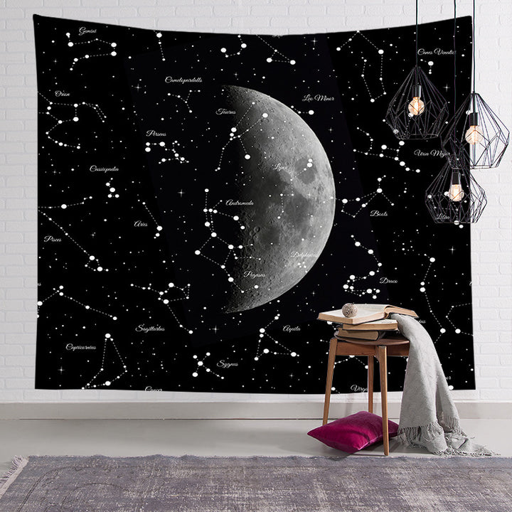 Mystical Celestial Wall Tapestry with Esoteric Hand and All-Seeing Eye Print