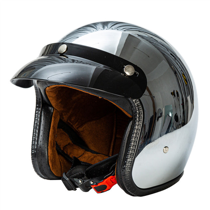 Retro Chrome Motorcycle Helmet Stornfield