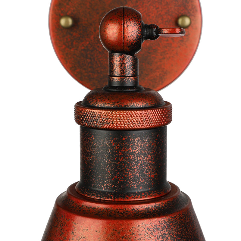 Stornfield | Black/Rust 1-Head Cone Adjustable Wrought Iron Wall Sconce Outdoor Wall Light