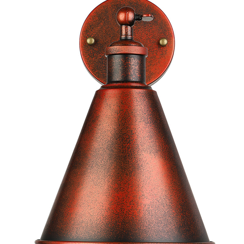 Stornfield | Black/Rust 1-Head Cone Adjustable Wrought Iron Wall Sconce Outdoor Wall Light