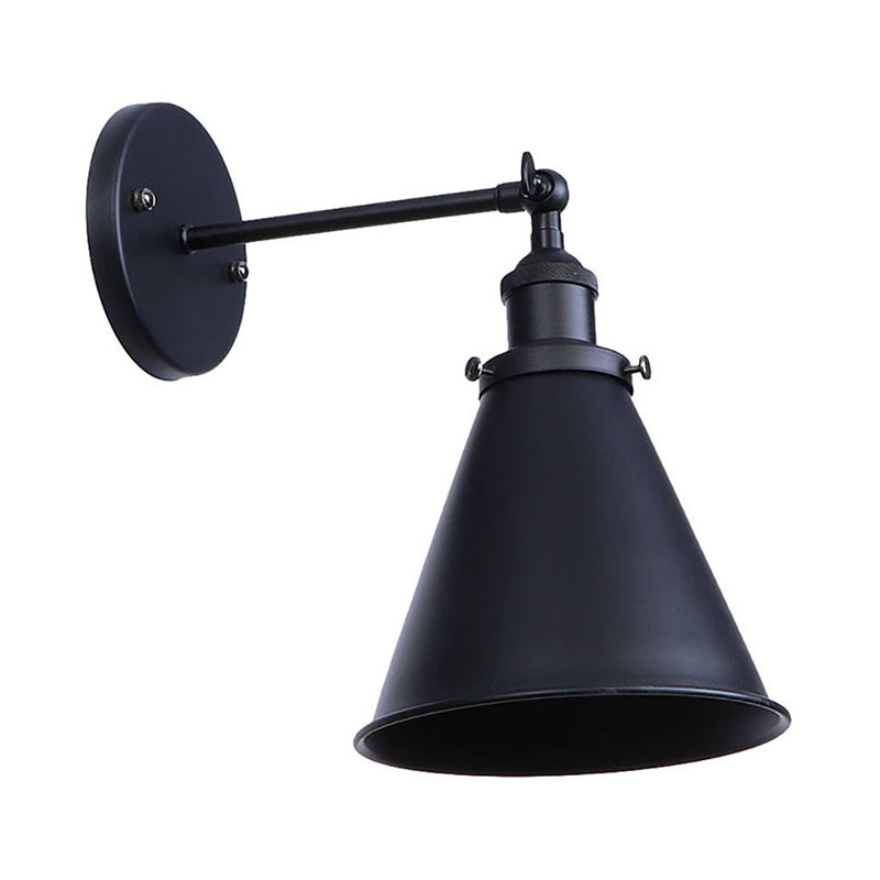 Stornfield | Black/Rust 1-Head Cone Adjustable Wrought Iron Wall Sconce Outdoor Wall Light
