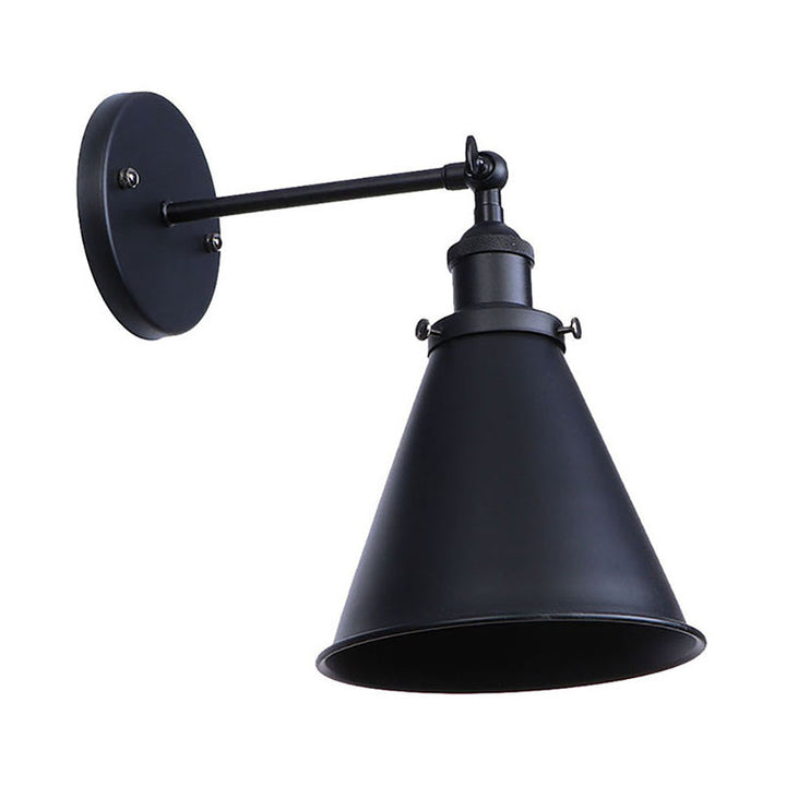 Stornfield | Black/Rust 1-Head Cone Adjustable Wrought Iron Wall Sconce Outdoor Wall Light