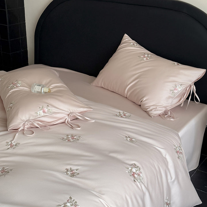 Cotton bedding set, 100, rose design, 4-piece