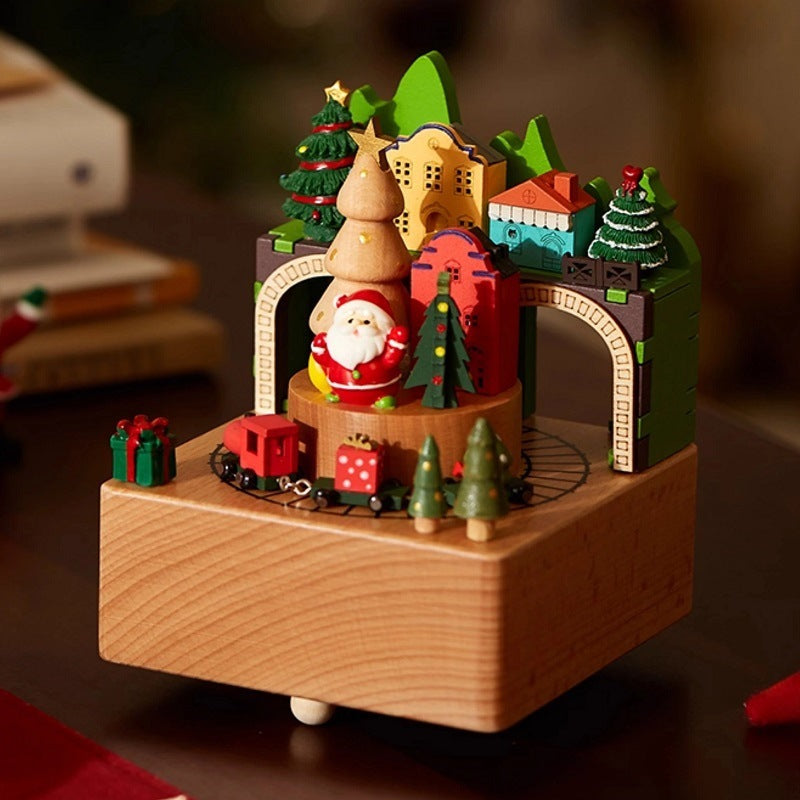 Decorative wooden Christmas music box