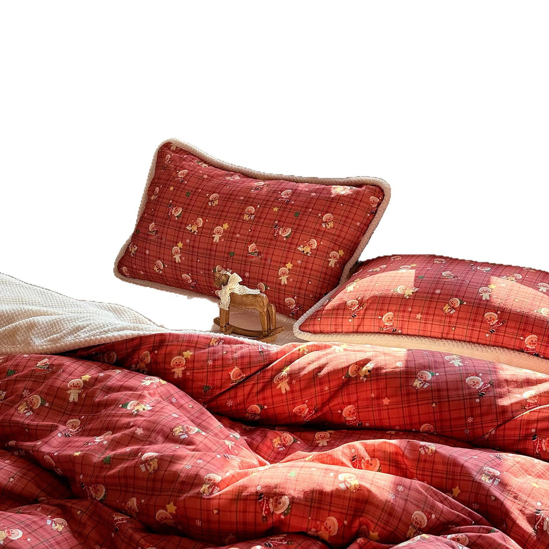 Winter bedding set, milk fiber fleece and cotton gauze
