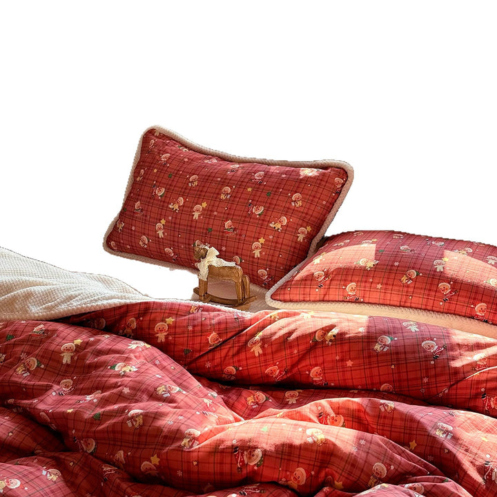 Winter bedding set, milk fiber fleece and cotton gauze