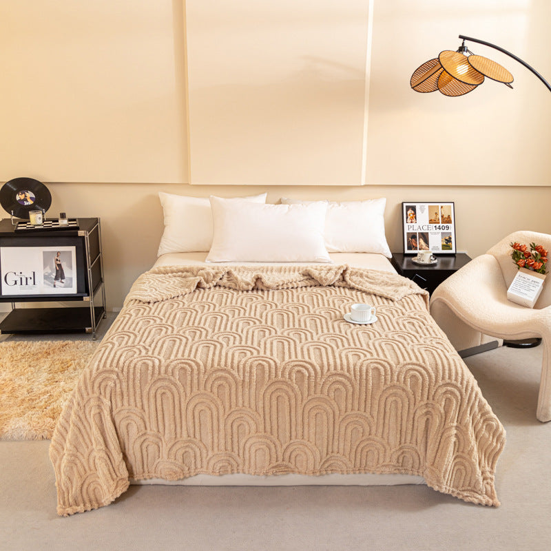 Padded living room blanket with jacquard pattern