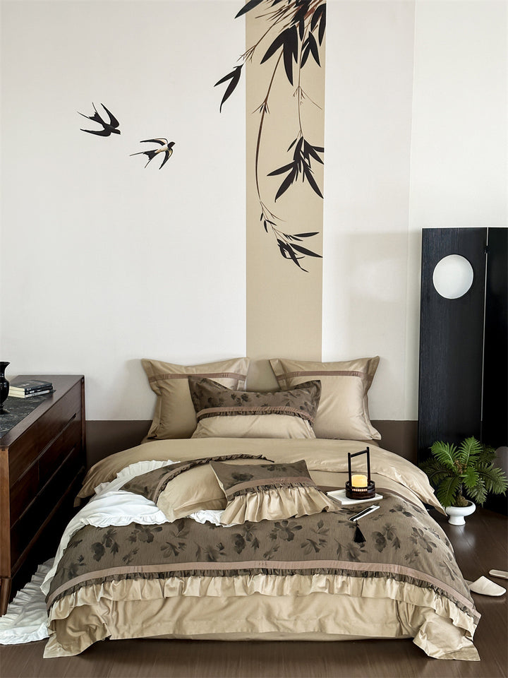 Classic cotton bedding set with floral embossing