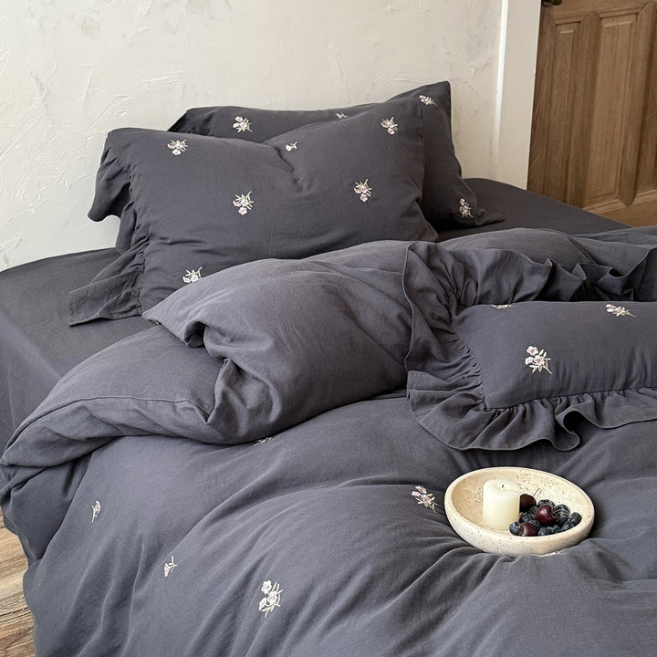 Cotton bedding set, 4-piece, crinkle structure