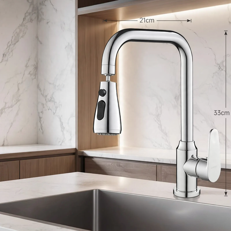 Stainless steel kitchen faucet, mixing or cold water