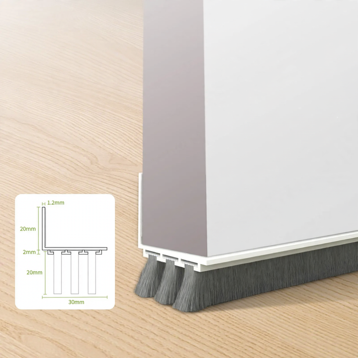 Door underside sealing strips with brush or silicone