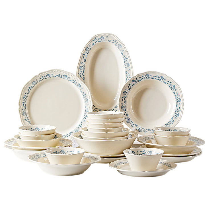 Ceramic dish set, floral pattern, Japanese style