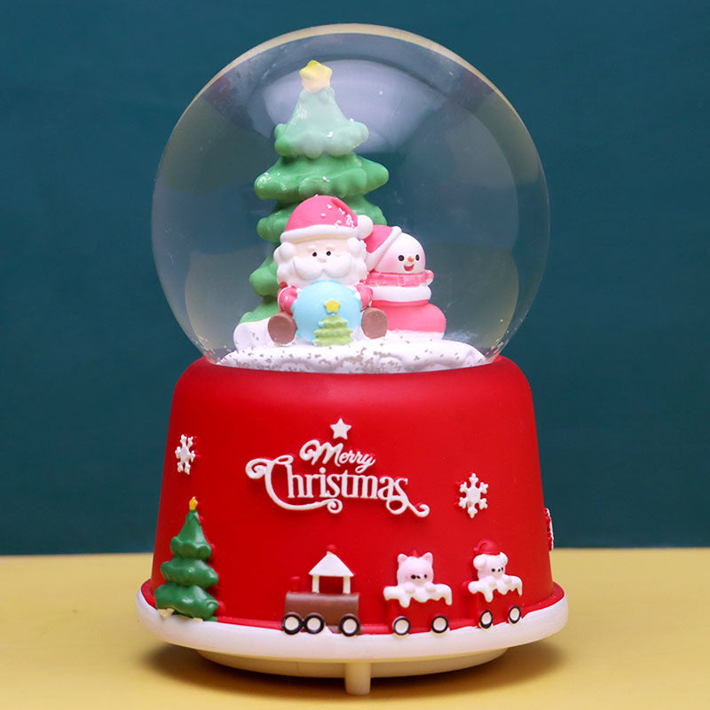 Christmas snow globe with music and light