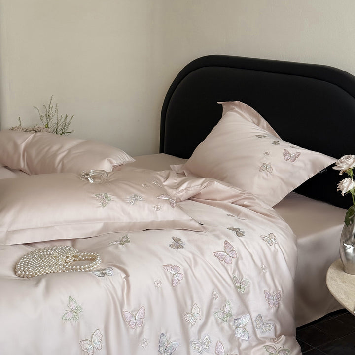 Cotton bedding set, 100, rose design, 4-piece