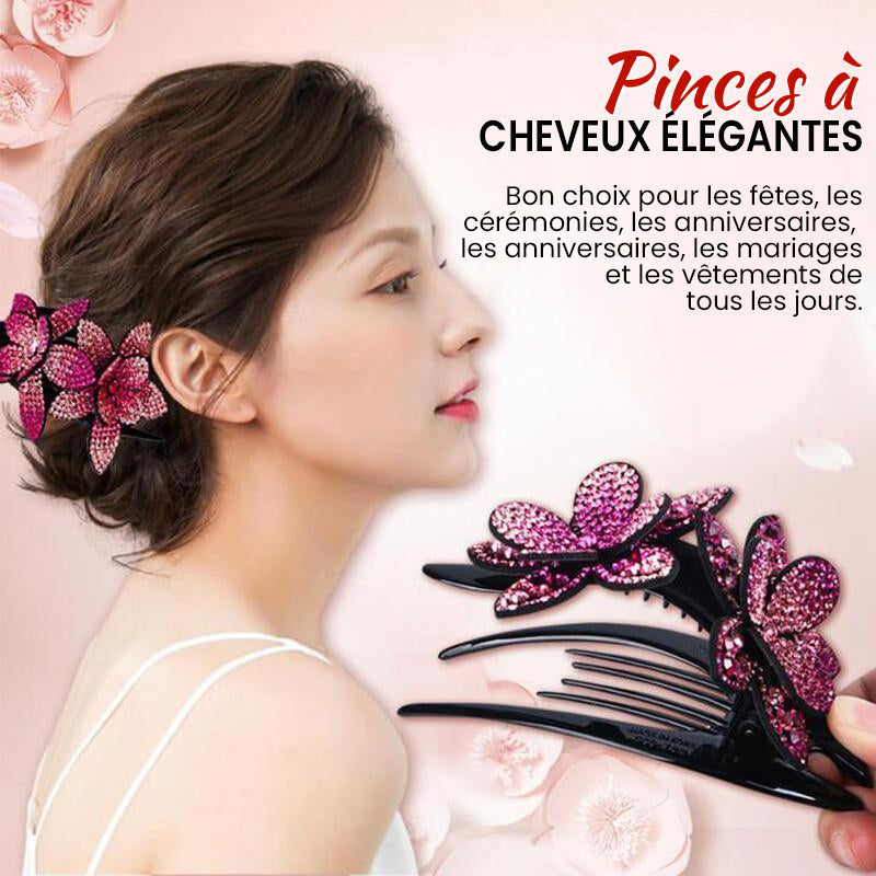 Double Flower Rhinestone Hair Pin | Stornfield