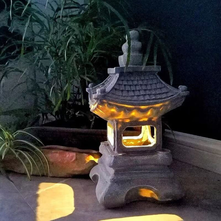 Retro Decorative Solar Tower Resin LED Outdoor Landscape Lighting | Stornfield
