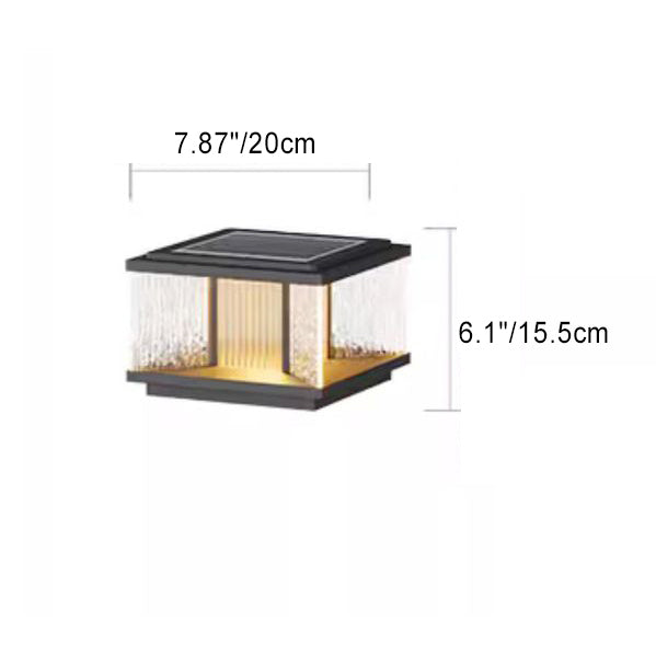 Modern Simplicity Aluminum Square Water-Rippled Glass LED Waterproof Solar Post Lamp Lawn Light For Garden | Stornfield